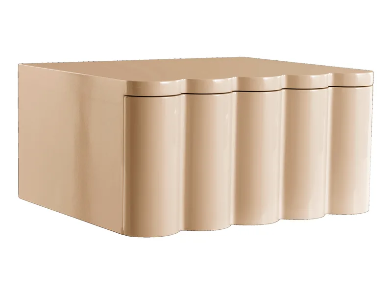 VALLMO vägghängt sängbord i beige med en låda